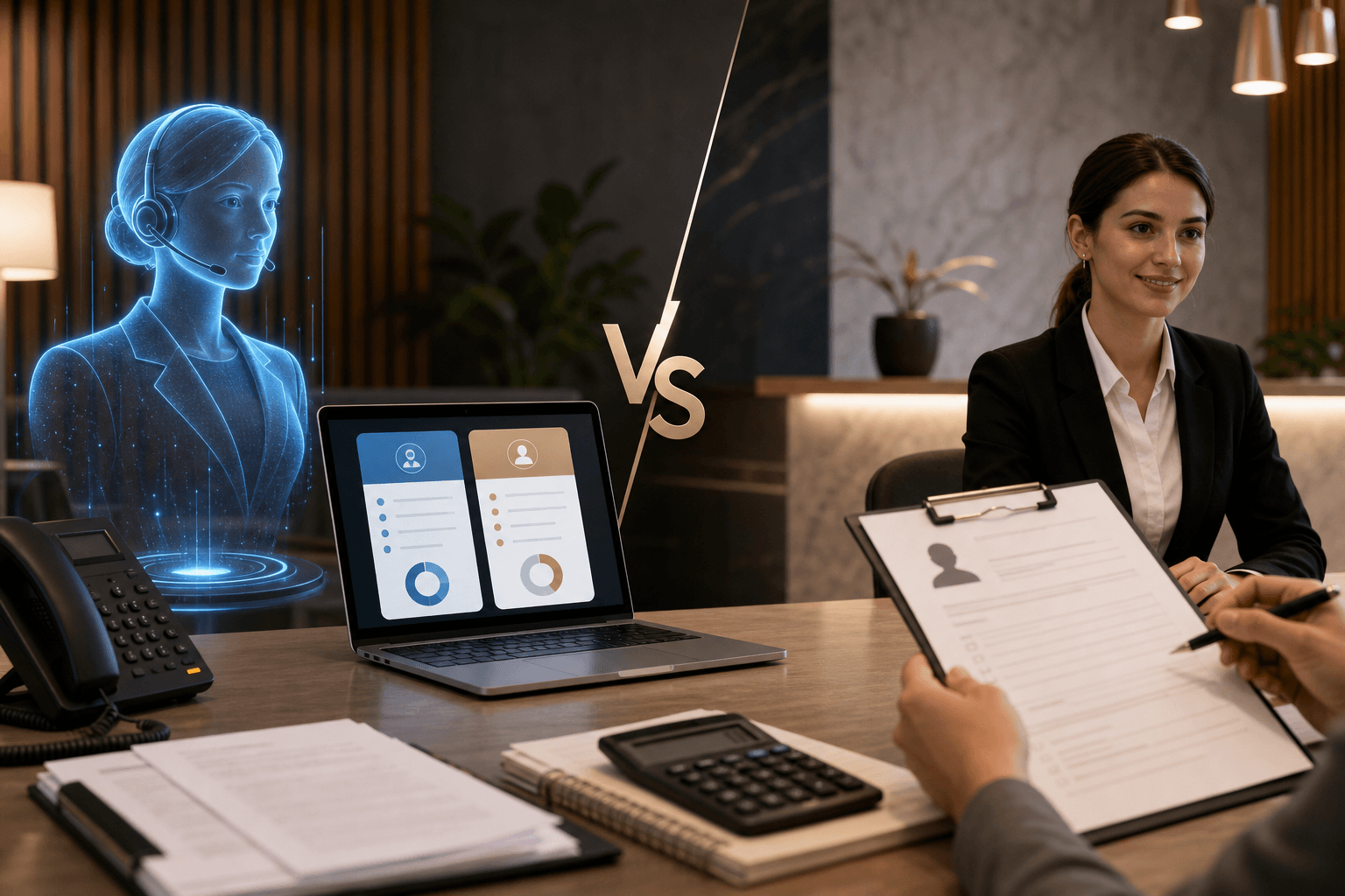 AI receptionist vs hiring a receptionist comparison table
