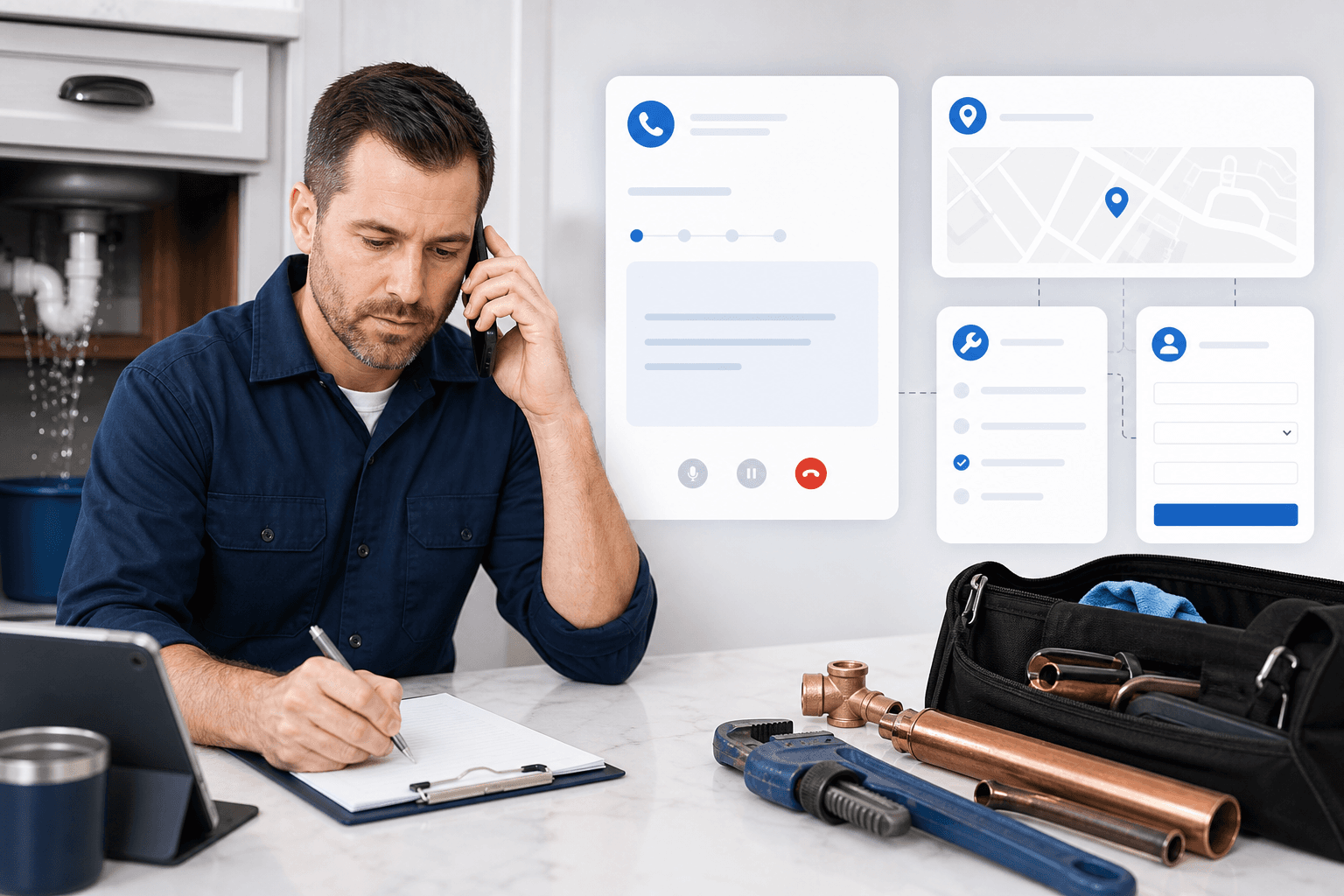 emergency plumbing intake workflow example for small businesses