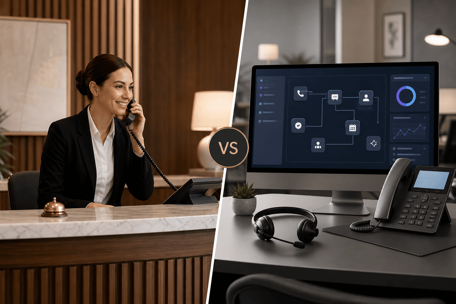 MagicLine vs Ruby Receptionists AI vs human receptionist comparison